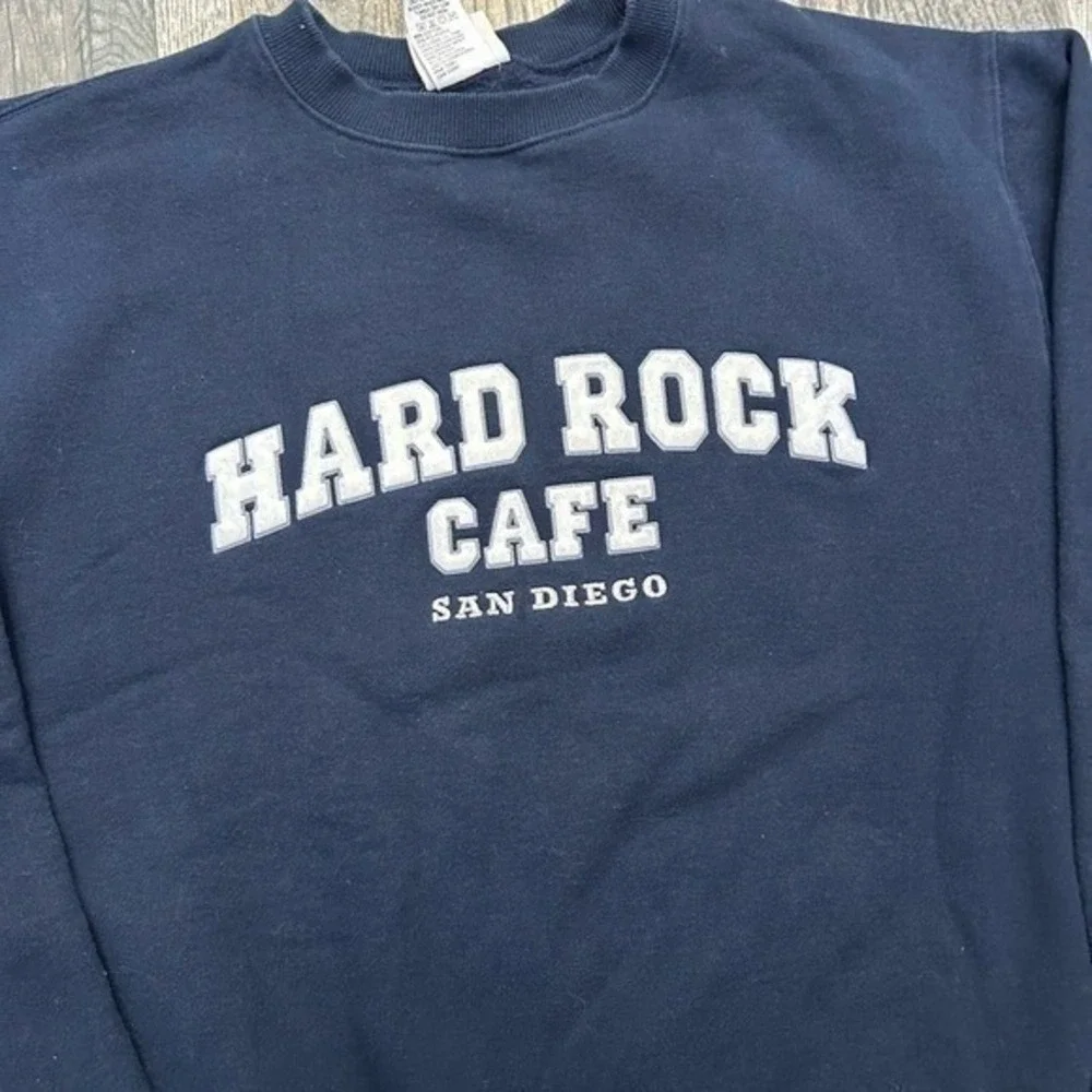 🔥🔥 Vintage 90s Hard Rock Cafe San Diego Crewneck Sweatshirt Navy Blue XL‎